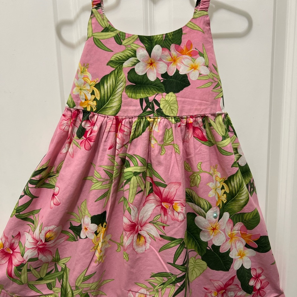 RC Hawaiian Summer Pink Floral Hawaiian dress Girl Sz 6